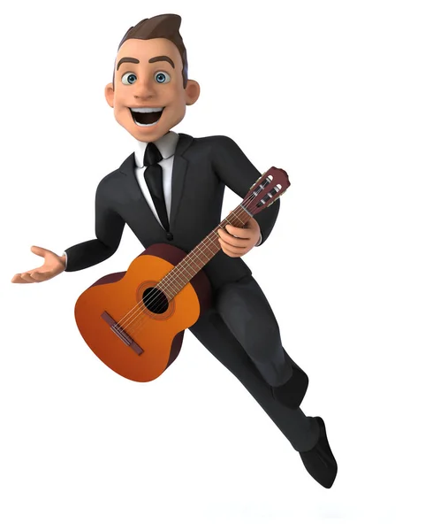 Spaß Cartoon Figur Mit Gitarre Illustration — Stockfoto