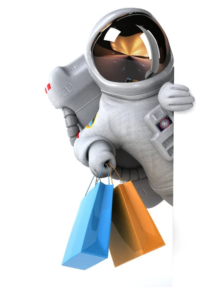 Fun Astronaut Met Tassen Illustratie — Stockfoto