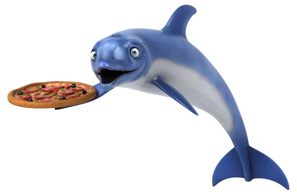 Fun Dolphin Pizza Illustration — Stock Photo, Image