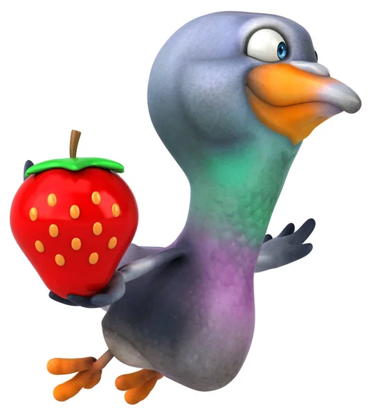 Fun Pigeon Strawberry Illustration — Stock Photo, Image