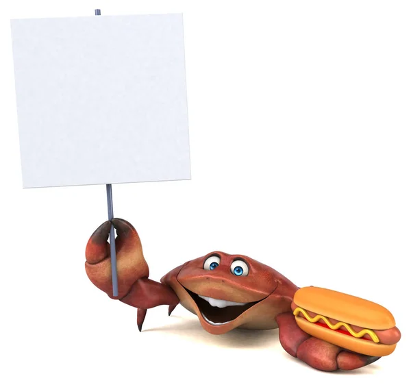 Spaßkrabbe Mit Hotdog Illustration — Stockfoto
