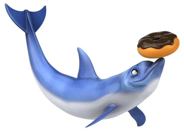 Delfín Divertido Con Rosquilla Ilustración — Foto de Stock