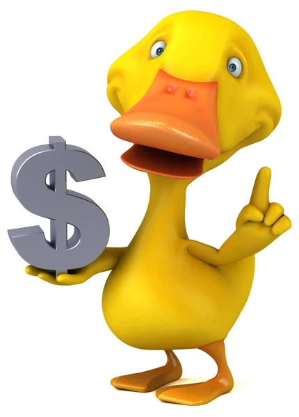 Divertido Pato Con Dólar Ilustración — Foto de Stock