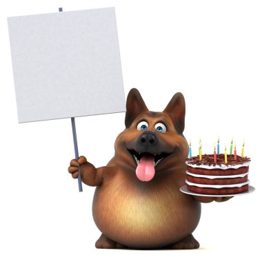 Pastalı eğlenceli köpek - 3D Görüntü