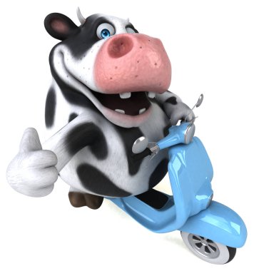 3D cartoon character on scooter clipart