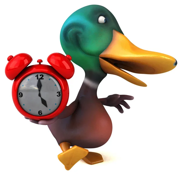 Pato Divertido Com Relógio Ilustração — Fotografia de Stock