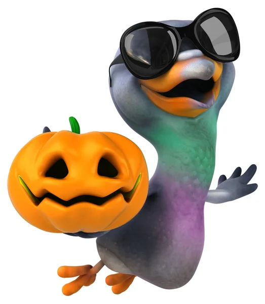 Fun Pigeon Pumpkin Illustration — Stock Photo, Image
