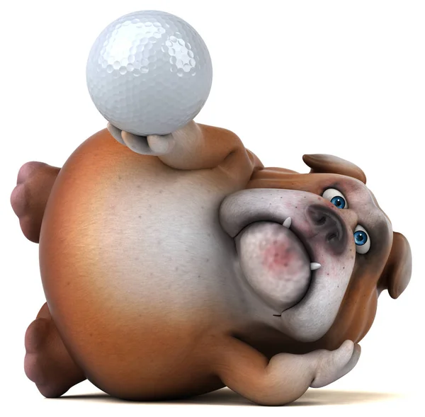 ボールと楽しいブルドッグ 3Dイラスト — ストック写真