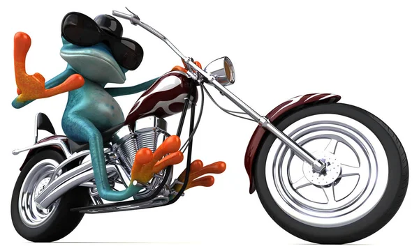 Весела Жаба Мотоциклом Ілюстрація — стокове фото