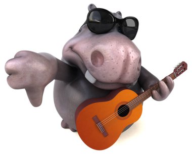 Müzik enstrümanlı 3D çizgi film karakteri