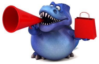 Eğlenceli dinozor ile çanta - 3d çizim