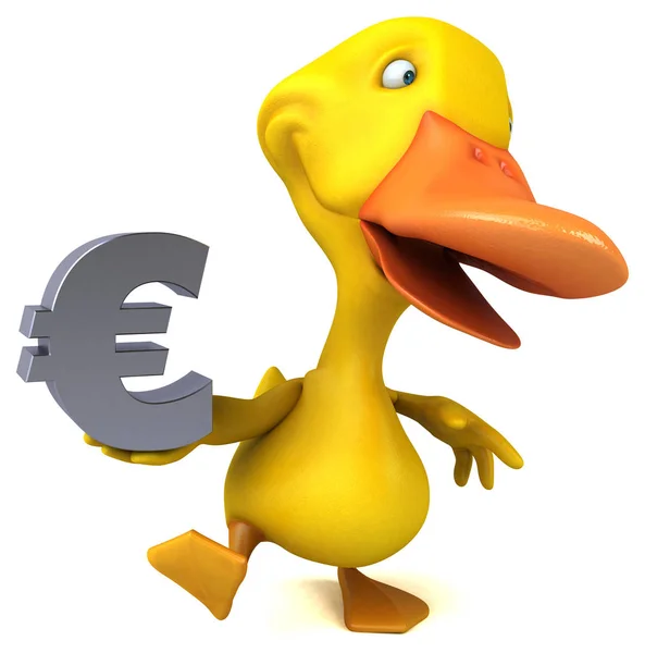 Anatra Divertente Con Euro Illustrazione — Foto Stock