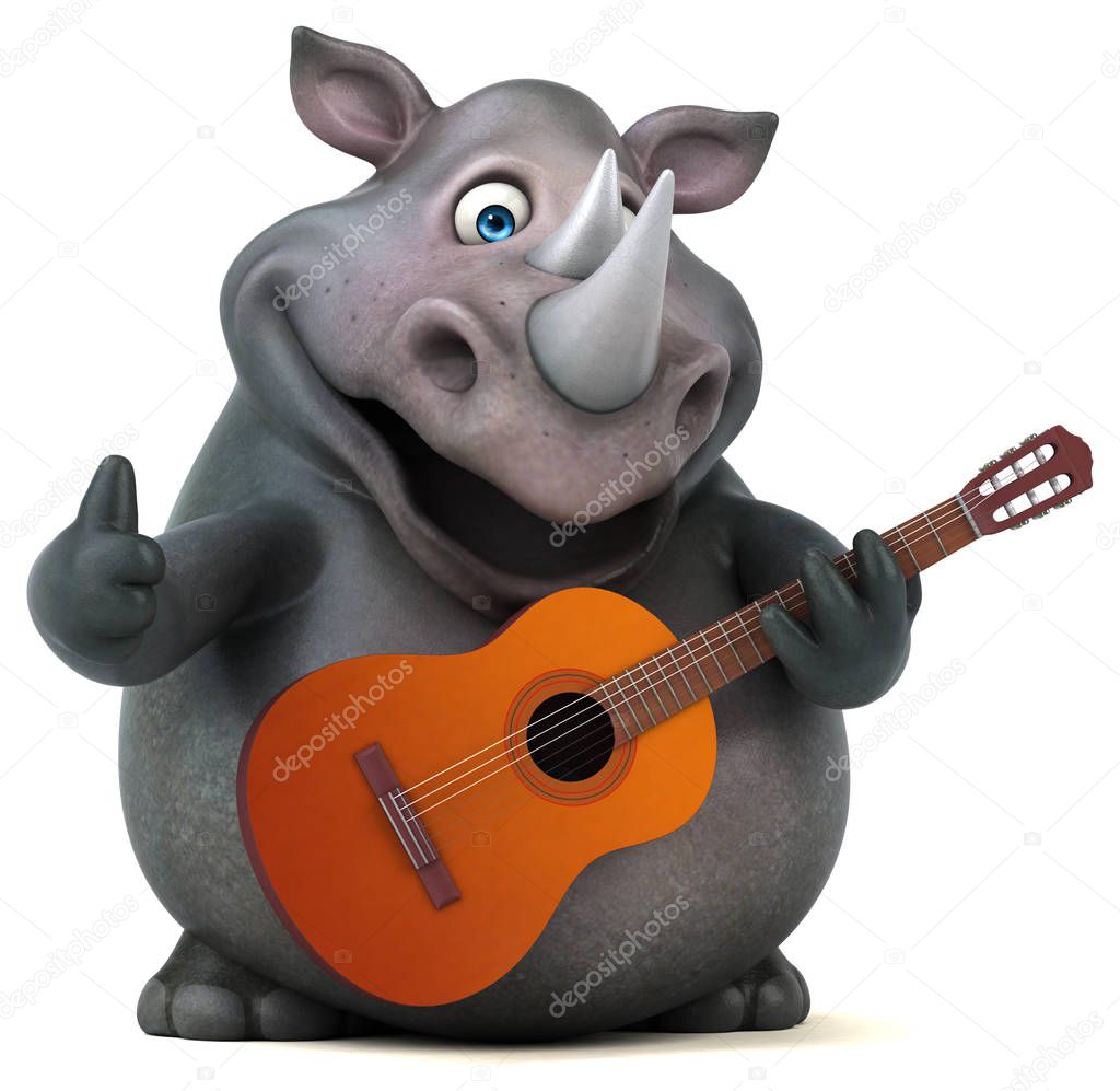 3D cartoon character with music instrument