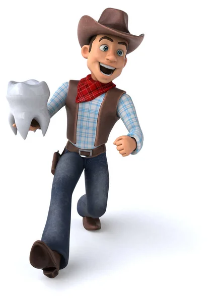 Cowboy Divertente Con Dente Illustrazione — Foto Stock