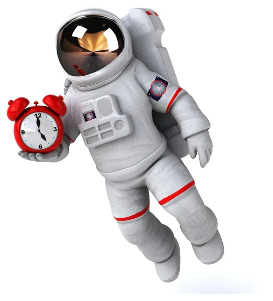 Rolig Astronaut Med Klocka Illustration — Stockfoto