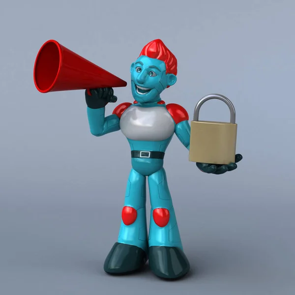Robot Rojo Con Cerradura Ilustración — Foto de Stock