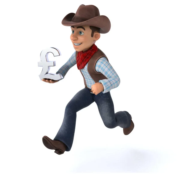 Fun Cowboy Mit Pfund Illustration — Stockfoto