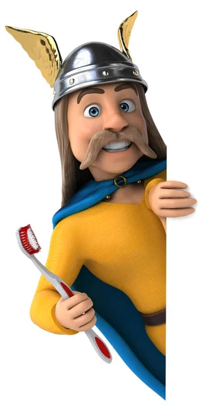 Personagem Desenho Animado Com Escova Dentes — Fotografia de Stock