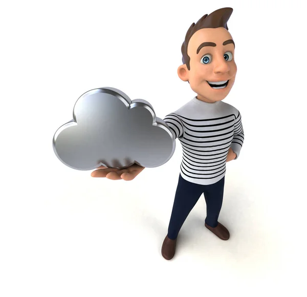 Leuke Cartoon Casual Karakter Met Wolk — Stockfoto