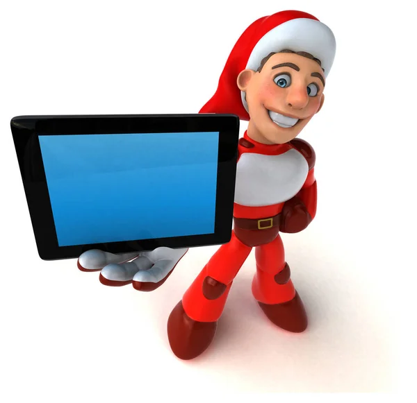 Personagem Desenho Animado Divertido Com Tablet — Fotografia de Stock