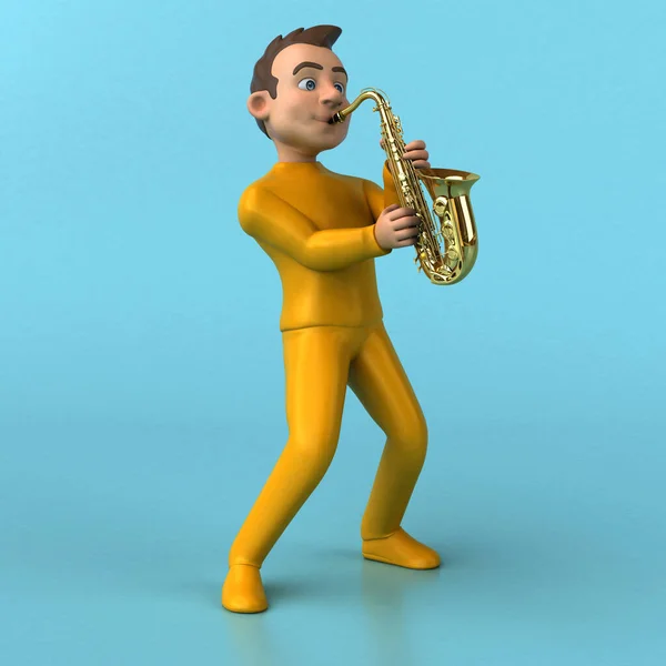 Divertido Desenho Animado Personagem Amarelo Jogando — Fotografia de Stock