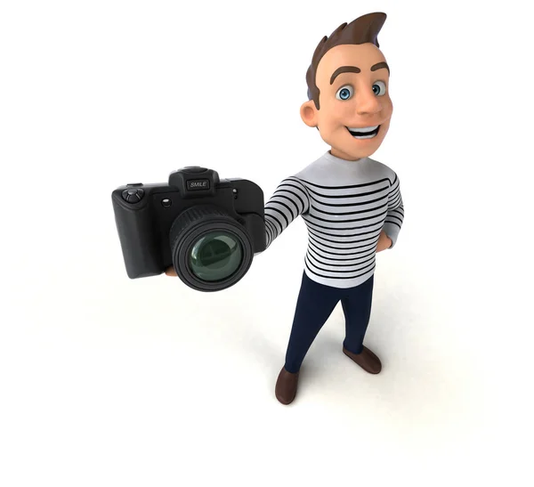 Leuke Stripfiguur Met Camera — Stockfoto