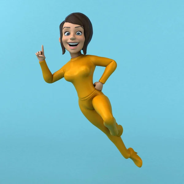 Fun Karikatura Žlutá Dívka Charakter — Stock fotografie