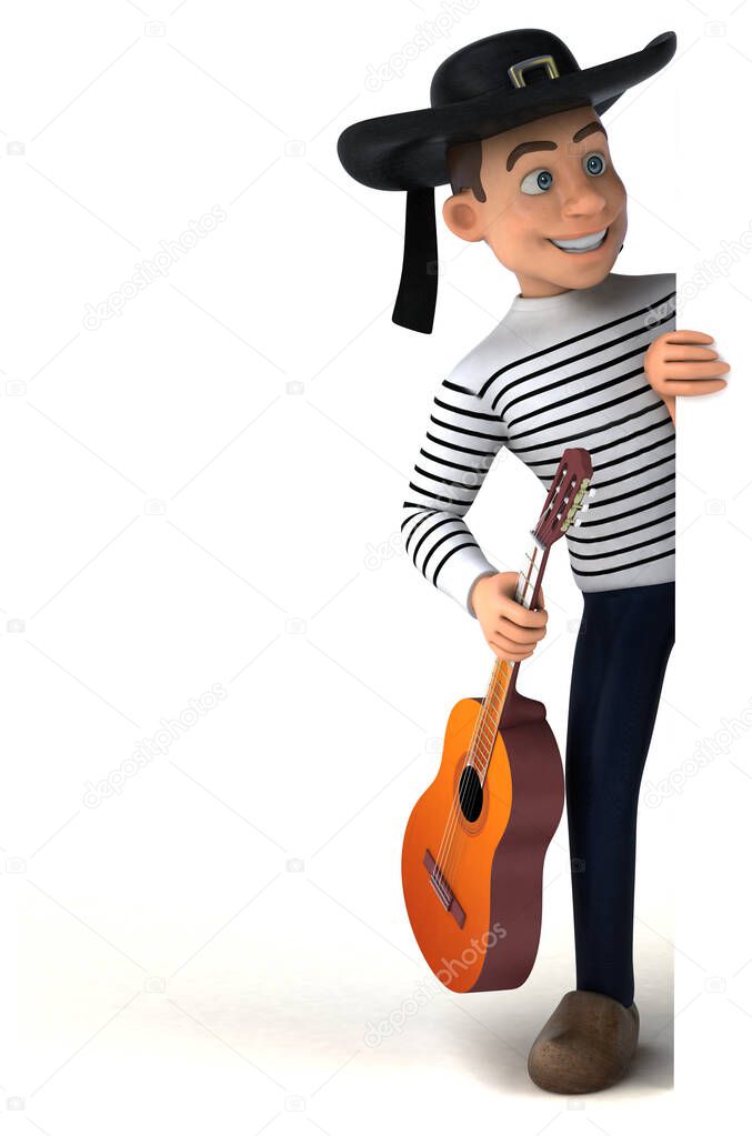 Fun 3d cartoon  character with guitar