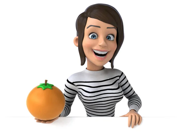 Zabawa Kreskówka Casual Postać Kobieta Pomarańczowym — Zdjęcie stockowe