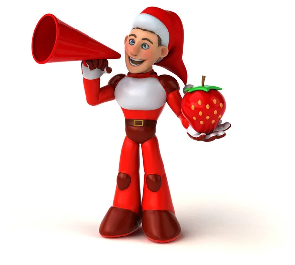 Kul Super Santa Claus Med Jordgubb Illustration — Stockfoto
