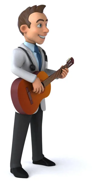 Divertido Personaje Dibujos Animados Con Guitarra — Foto de Stock