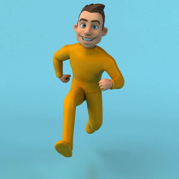 Zabawa Kreskówka Żółty Charakter — Zdjęcie stockowe