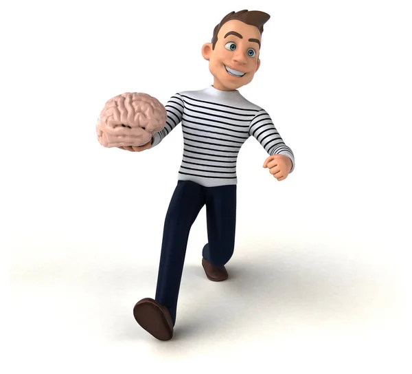 Fun 3D cartoon  character  with brain