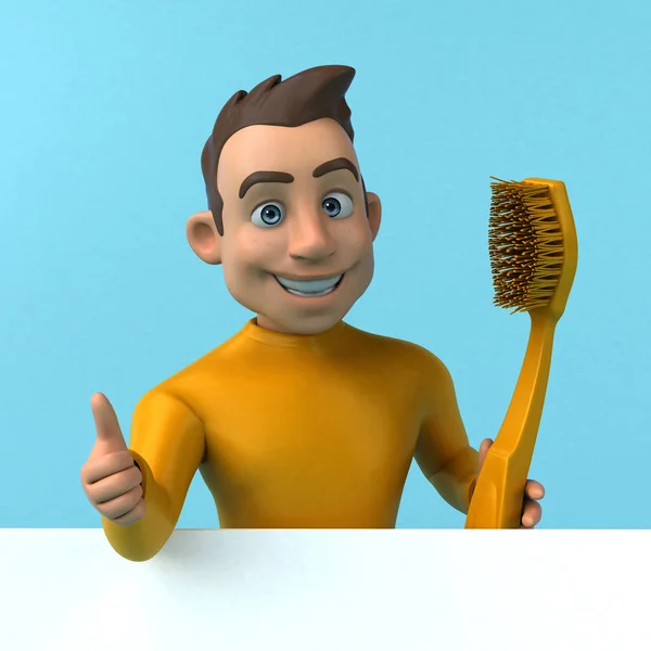 Fun Cartoon Yellow Character Toothbrush — Stock Photo, Image