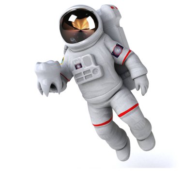 Dişleriyle eğlenen astronot - 3D İllüstrasyon
