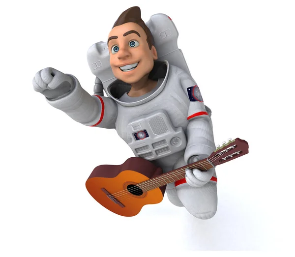Gitarlı Eğlenceli Astronot Illustration — Stok fotoğraf