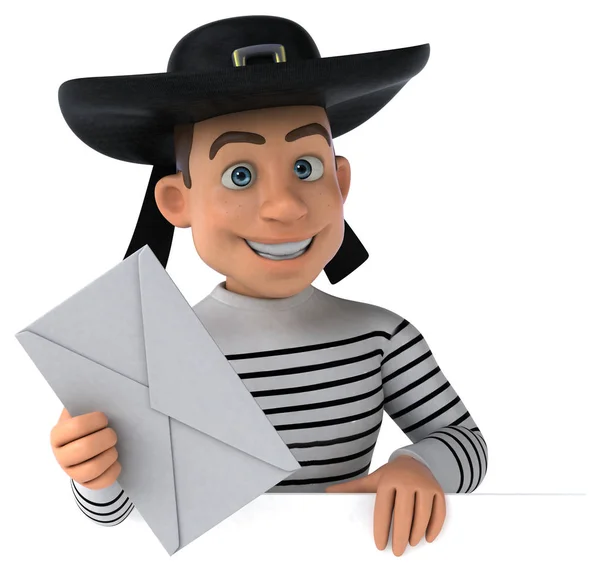 Fun Cartoon Breton Character Enevelope — Stock Photo, Image