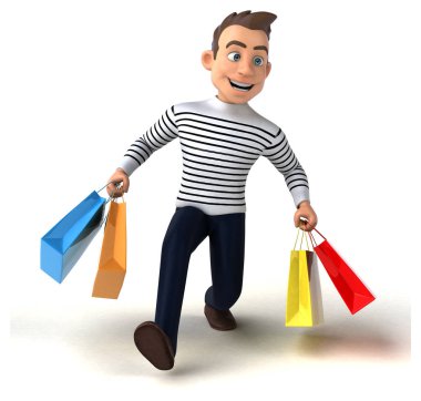 3D çizgi film karakteri alışverişi