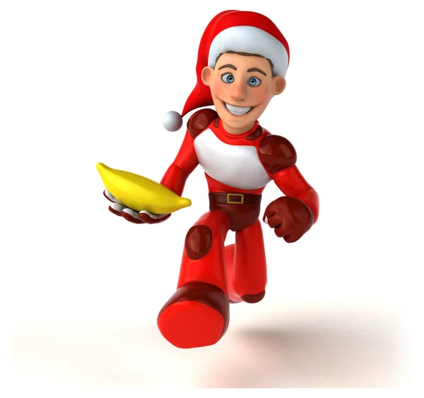 Diversão Super Papai Noel Com Banana Ilustração — Fotografia de Stock
