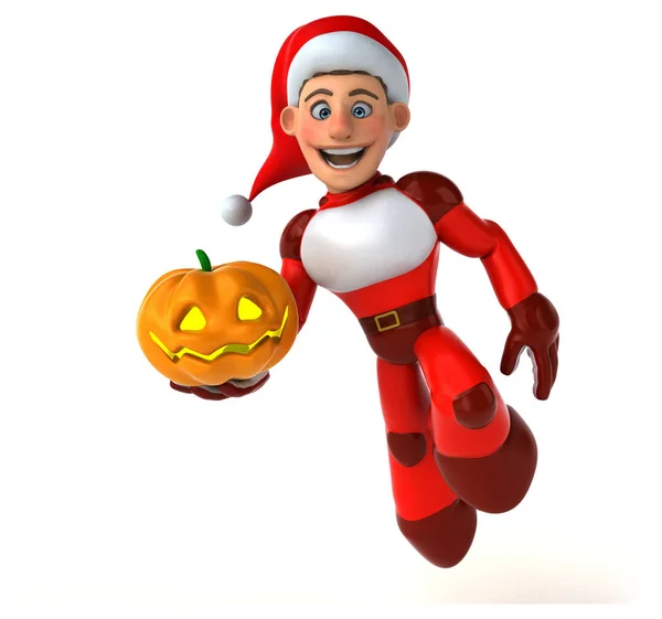 Diversão Super Papai Noel Com Abóbora Ilustração — Fotografia de Stock