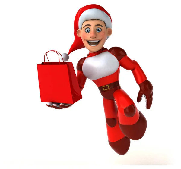 Divertimento Super Babbo Natale Con Borsa Illustrazione — Foto Stock