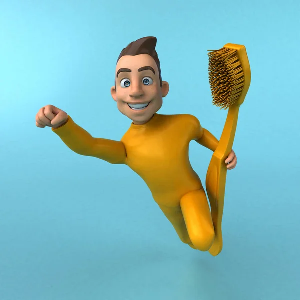 Fun Cartoon Yellow Character Toothbrush — Stock Photo, Image