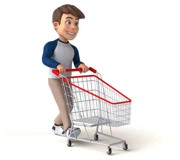 Cartone Animato Personaggio Shopping — Foto Stock