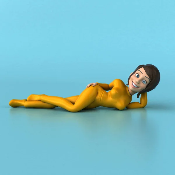 Fun Cartoon Yellow Girl Character — Stock Photo, Image