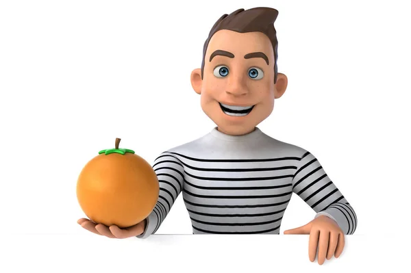 Divertido Personaje Casual Dibujos Animados Con Naranja —  Fotos de Stock