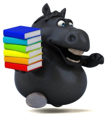Fun horse with boks - 3D Illustration