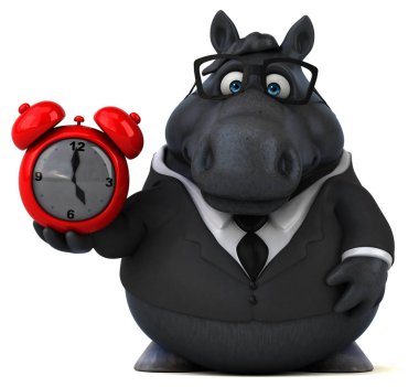 Eğlenceli çizgi film karakteri ile saat - 3d çizim