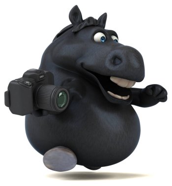 Eğlenceli çizgi film karakteri ile fotoğraf makinesi - 3d çizim