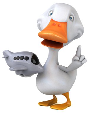 Uçakla eğlenceli ördek - 3D Görüntü