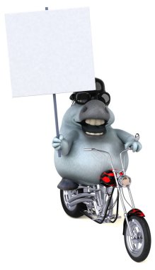 Motosikletli eğlenceli at - 3D Görüntü
